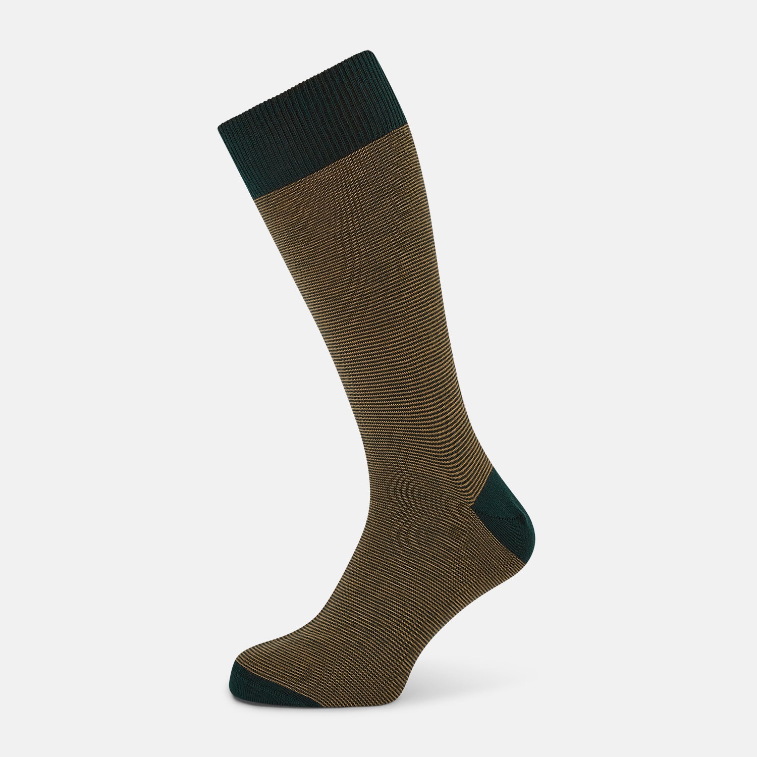 View 1 of product Camel and Forest Green Stripe Wool Mid-length Socks 13