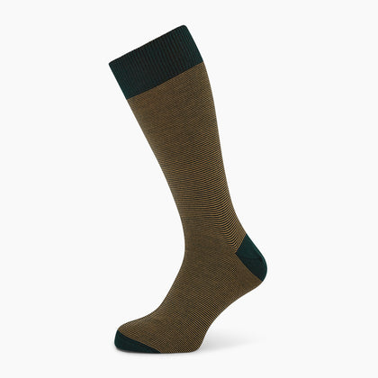 Camel and Forest Green Stripe Wool Mid-length Socks Image 4