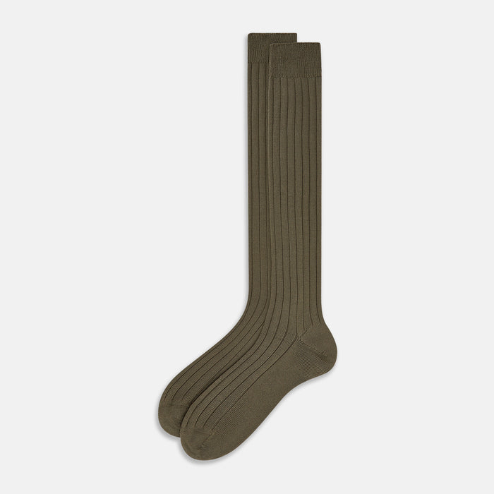 Sage Ribbed Wool Long Socks Image 1