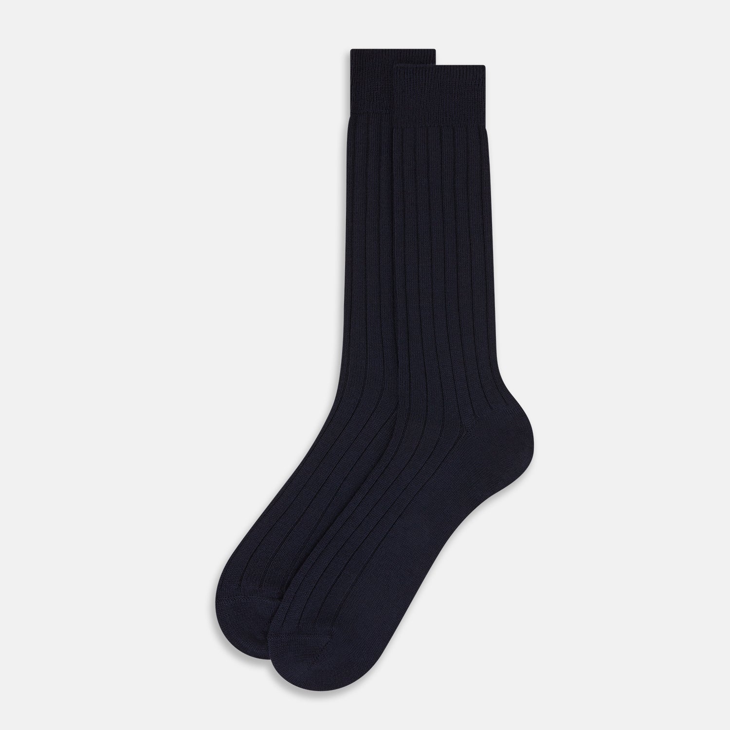 View 2 of product Navy Ribbed Wool Mid-length Socks 13