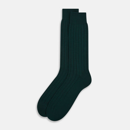 Forest Green Wool Mid-length Socks Image 1