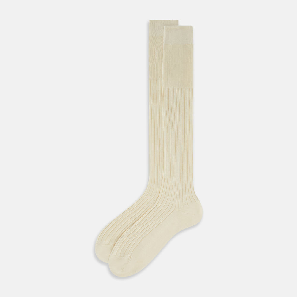 Ivory Cashmere Silk Long Socks 13