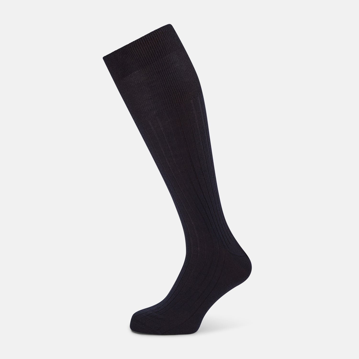View 1 of product Navy Ribbed Cashmere Silk Long Socks 13