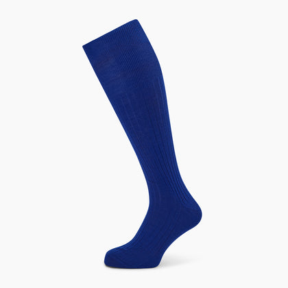 Royal Blue Ribbed Cashmere Silk Long Socks Image 4