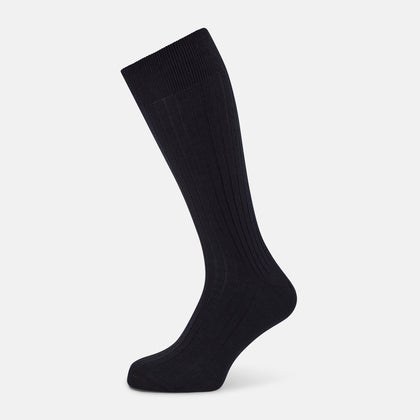 Navy Cashmere Silk Mid-length Socks