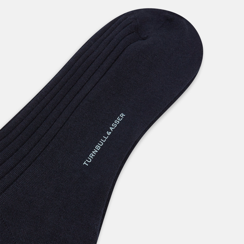 Navy Cashmere Silk Mid-length Socks 13