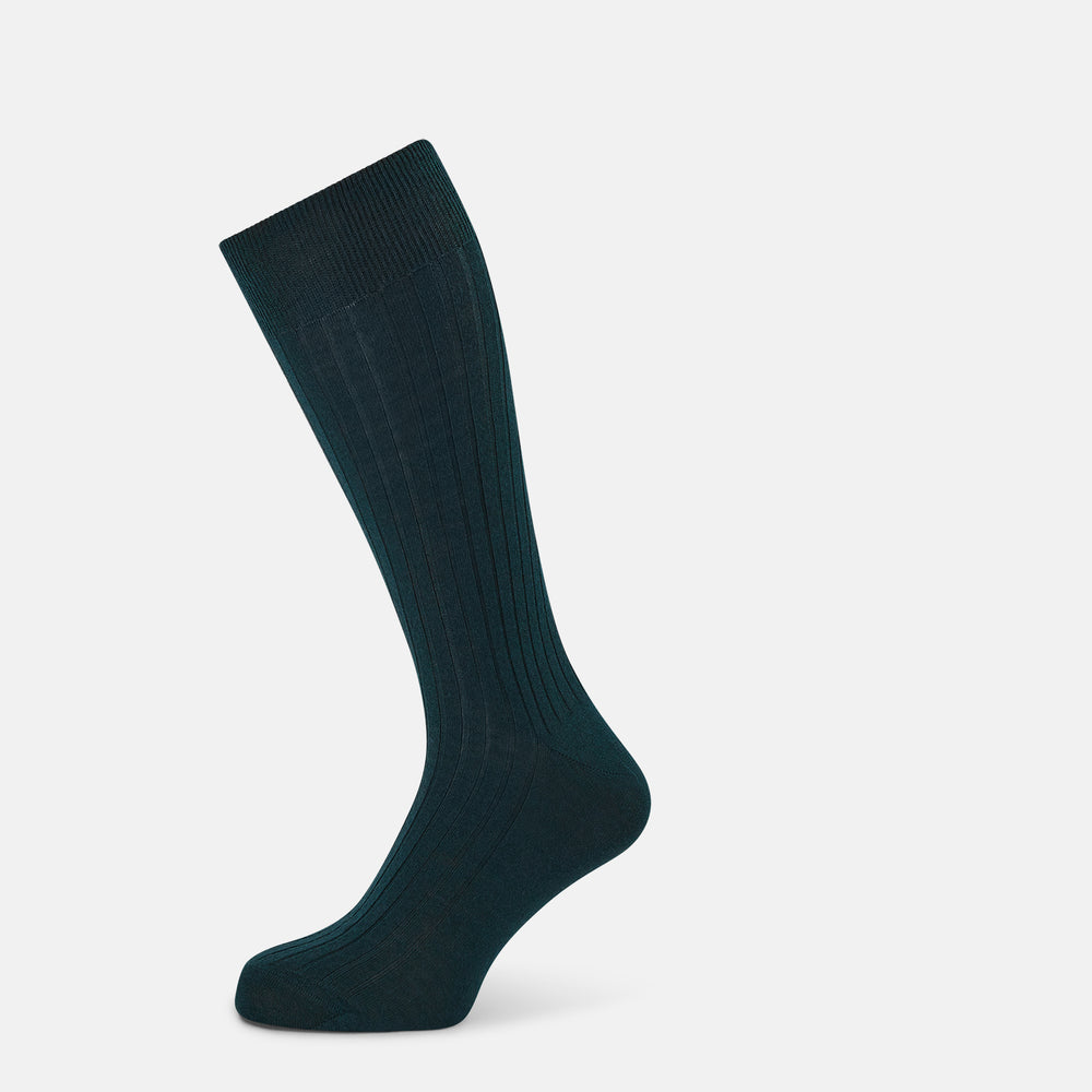 Forest Green Cashmere Silk Mid-length Socks 13