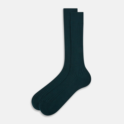 Forest Green Cashmere Silk Mid-length Socks Image 1