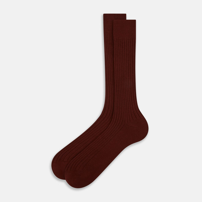Burgundy Cashmere Silk Mid-length Socks Image 1