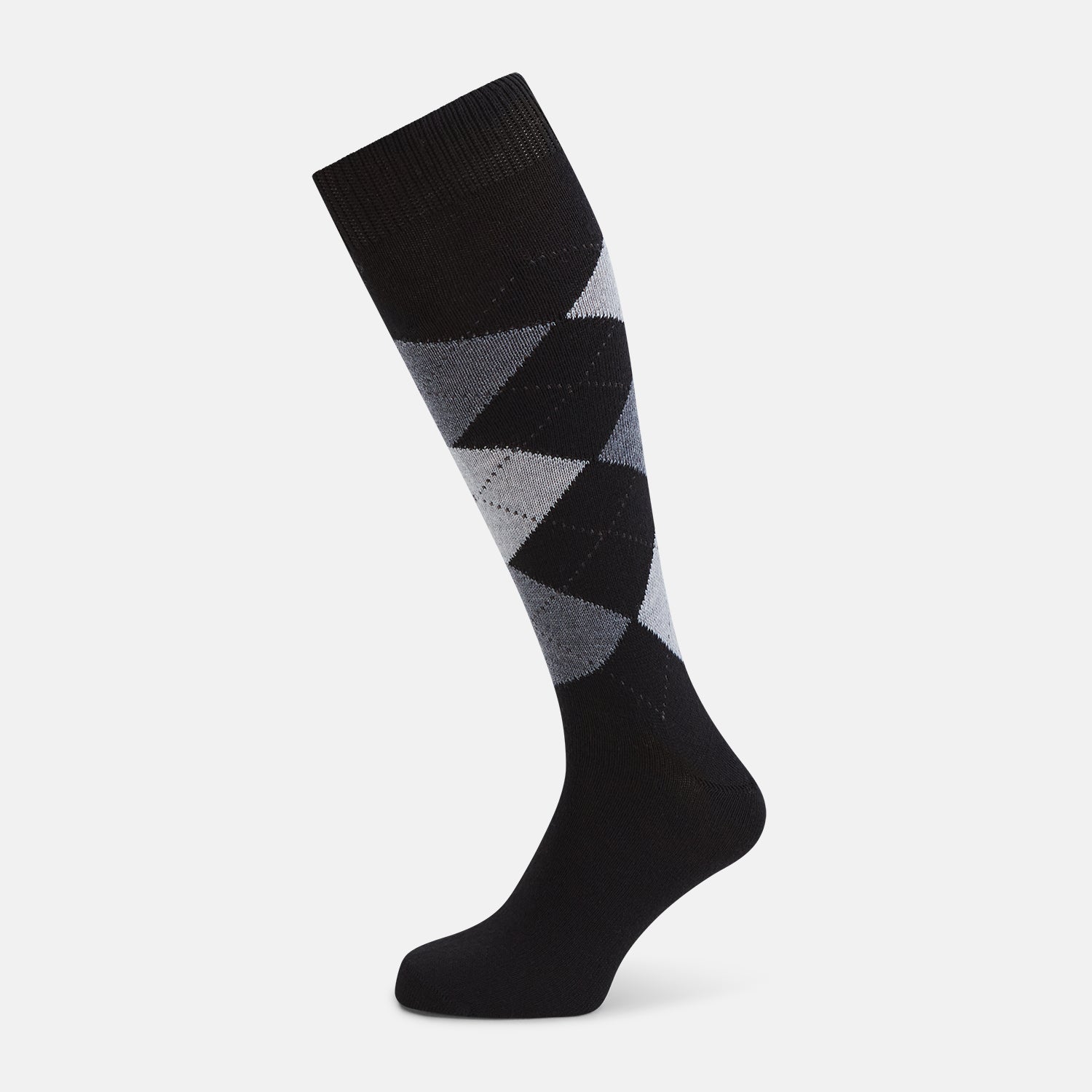 View 1 of product Black and Grey Check Wool Long Socks 13