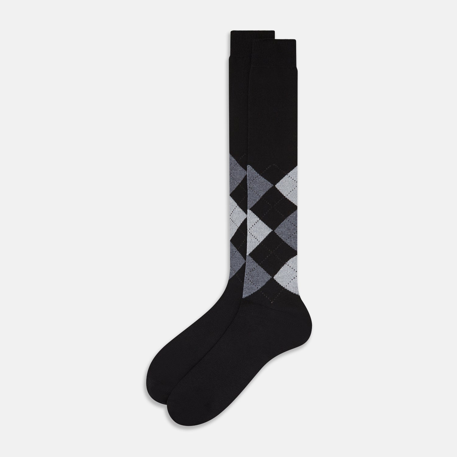 View 2 of product Black and Grey Check Wool Long Socks 13