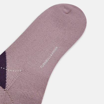 Lavender & Purple Check Wool Long Socks Image 2