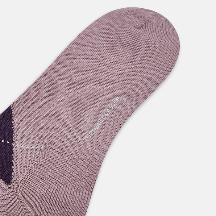 Lavender & Purple Check Wool Long Socks Image 2