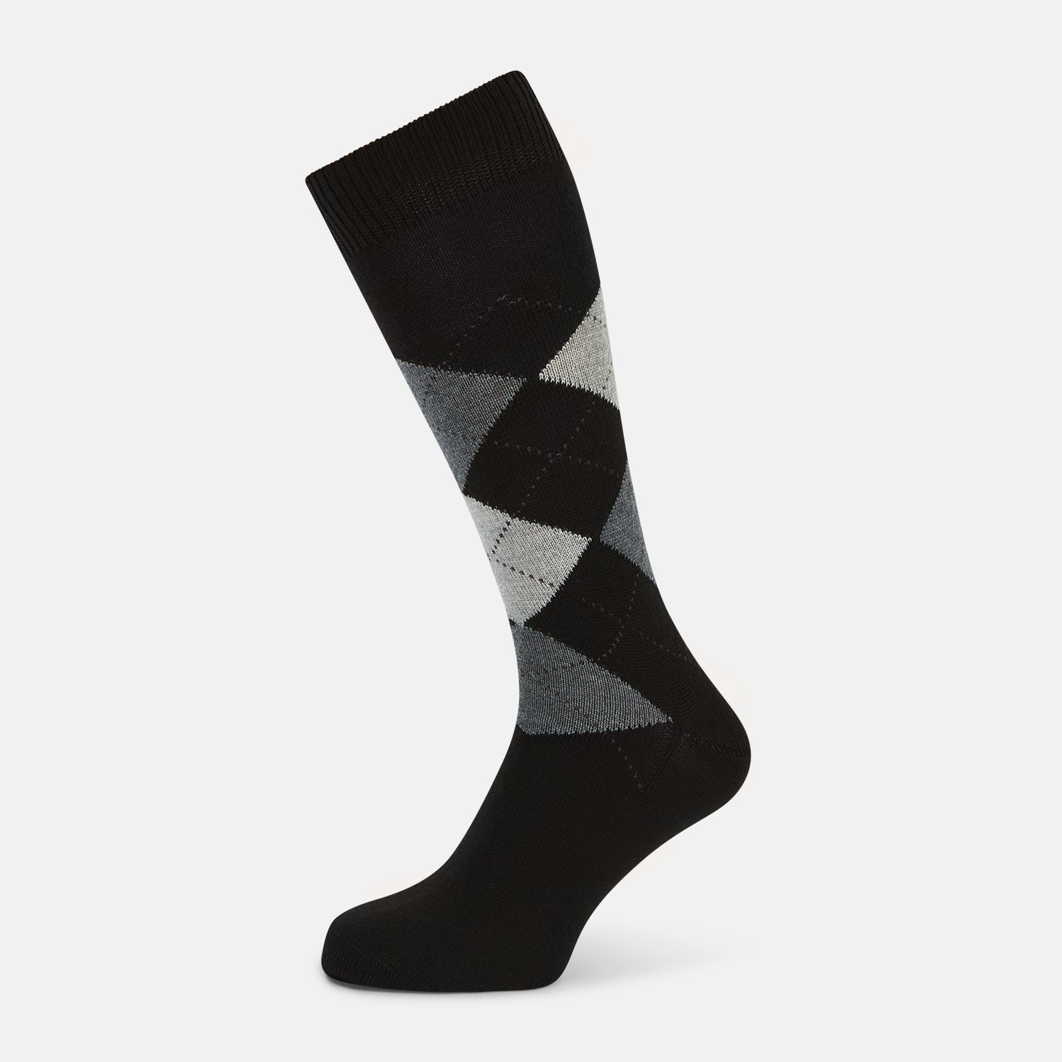 View 1 of product SOCKS WOOL ARGYLE SHORT BLACK/ LIGHT GREY/ GREY 10.5