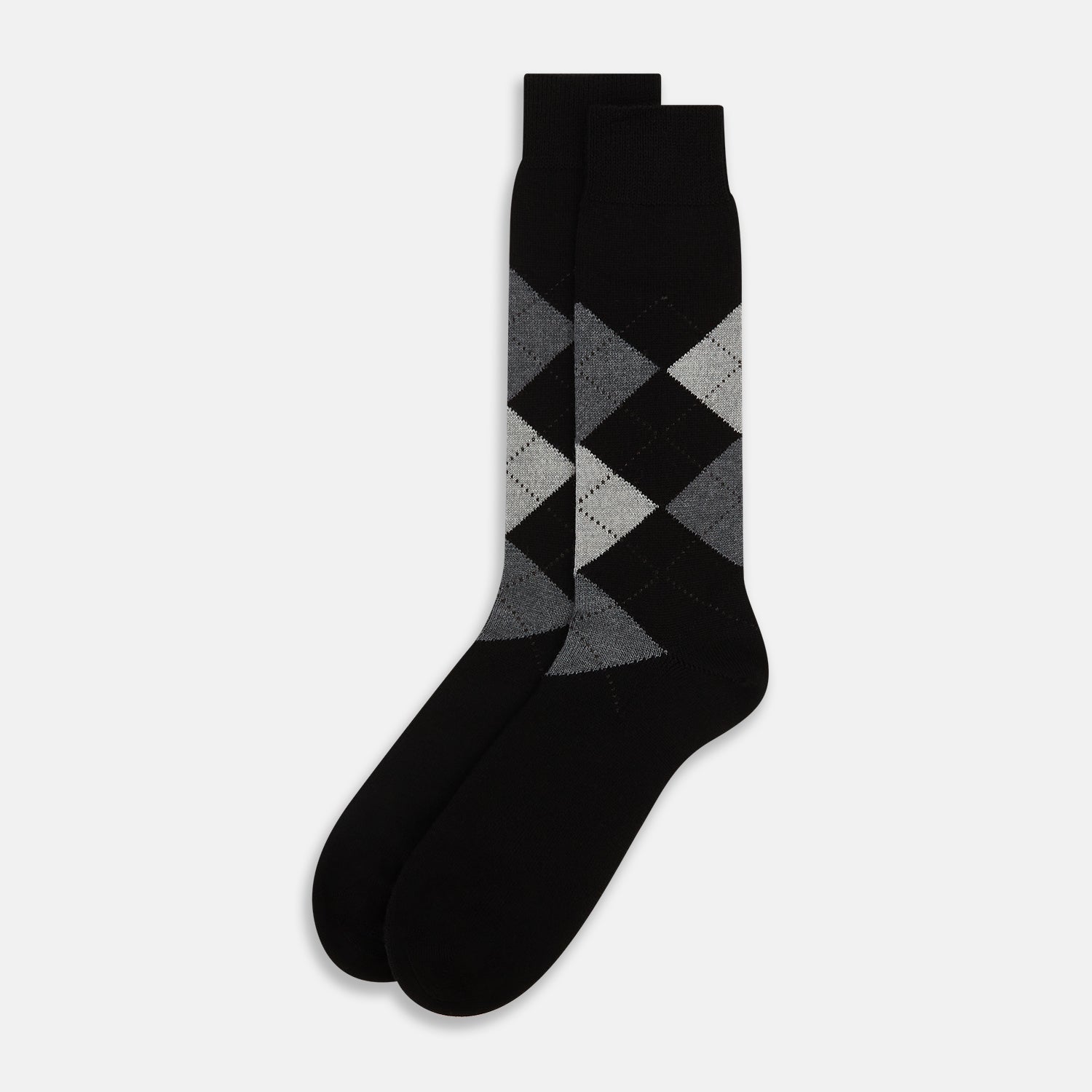 View 2 of product SOCKS WOOL ARGYLE SHORT BLACK/ LIGHT GREY/ GREY 10.5