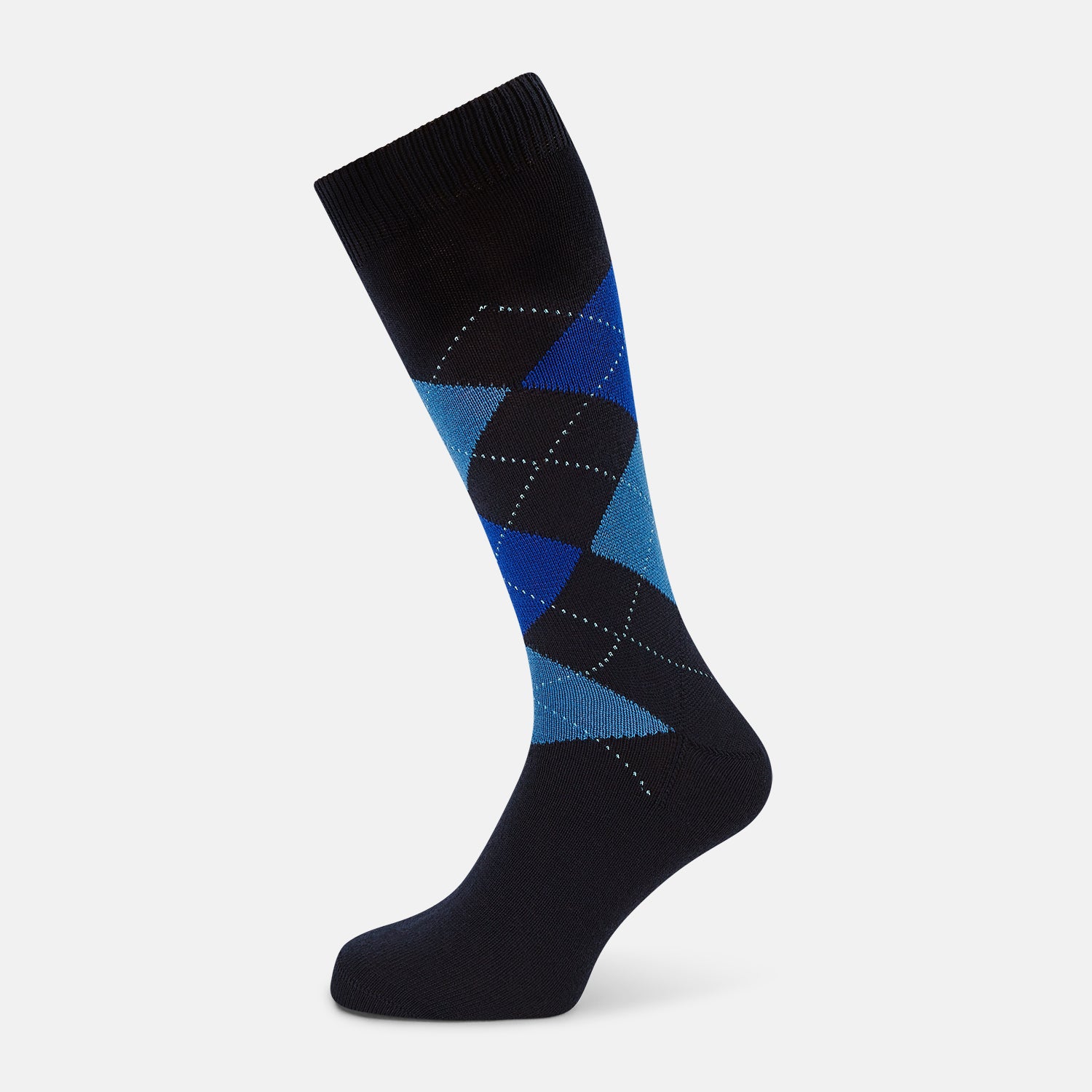 View 1 of product Navy & Royal Blue Check Wool Mid-Length Socks 13