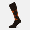 View 1 of product Brown & Orange Check Wool Mid-length Socks 13