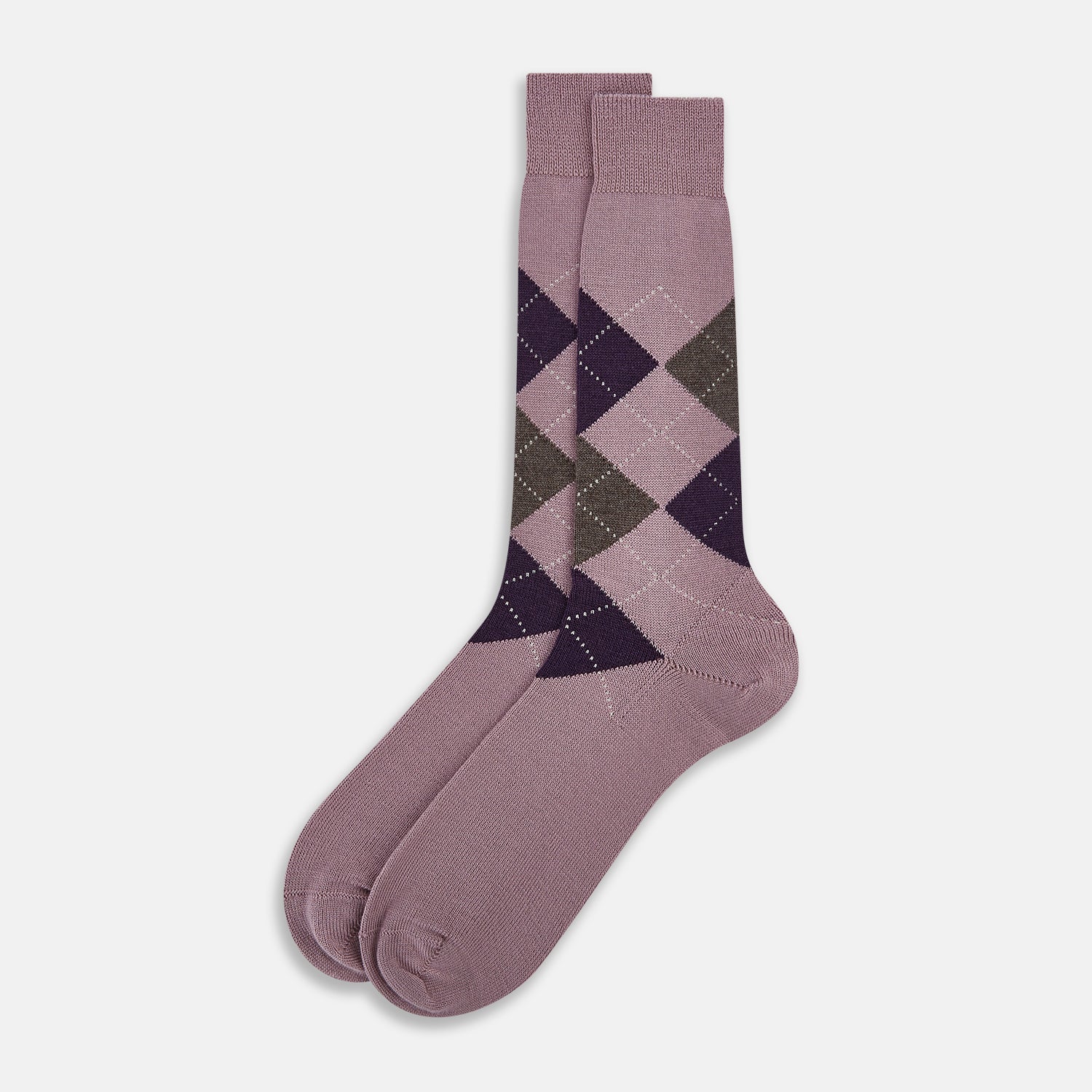 View 2 of product Lavender & Purple Check Wool Mid-length Socks 13