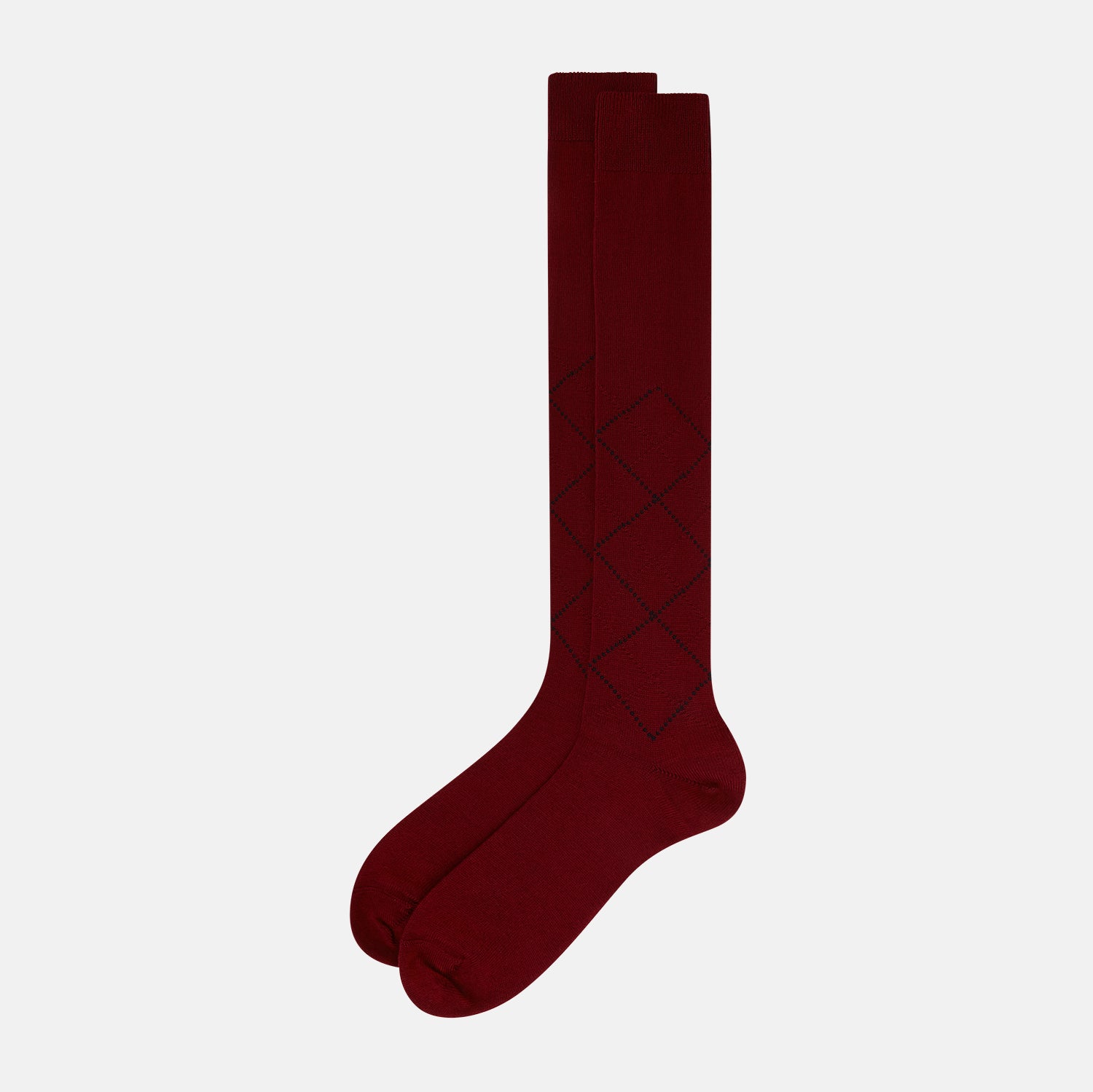 View 2 of product Burgundy & Navy Diamond Wool Long Socks 12