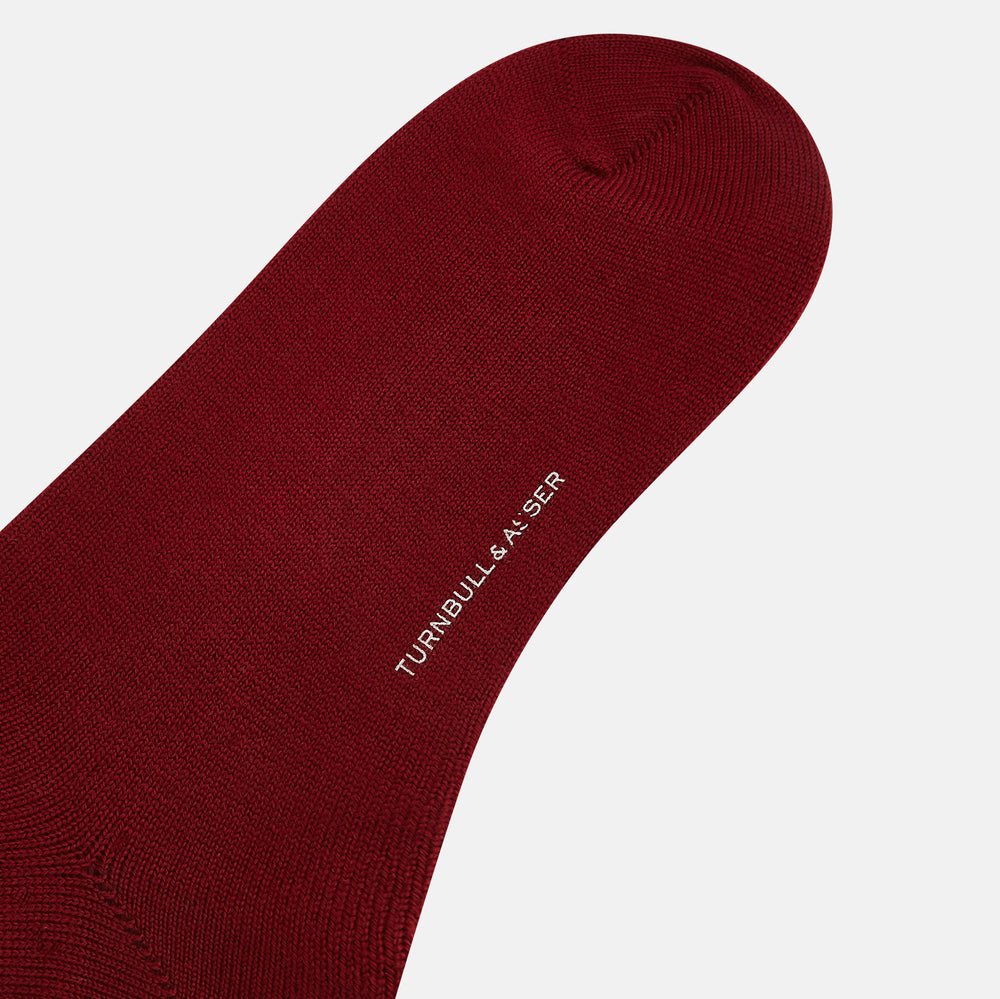 Burgundy & Navy Diamond Wool Long Socks 12