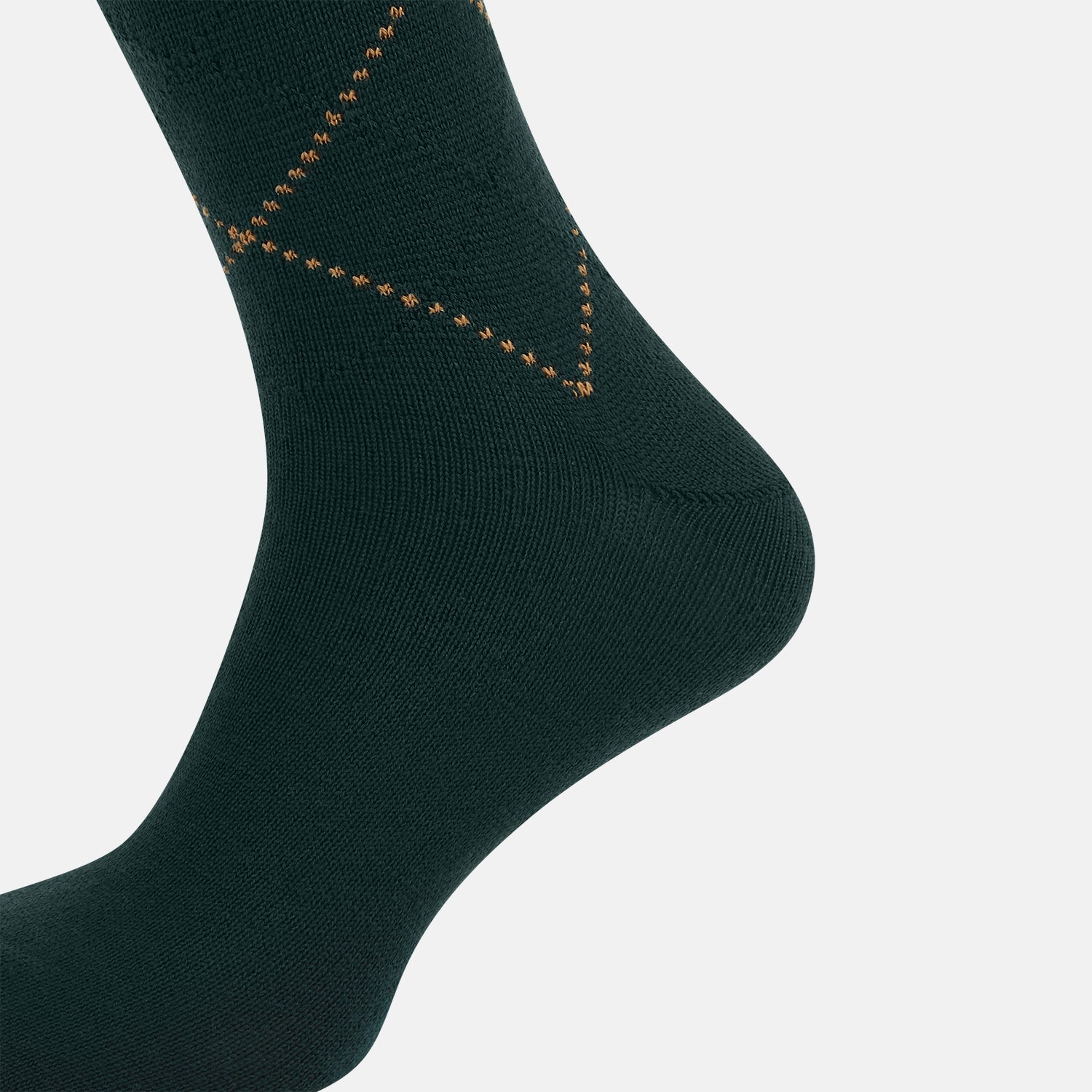 View 4 of product Forest Green & Tan Diamond Wool Mid-length Socks 13