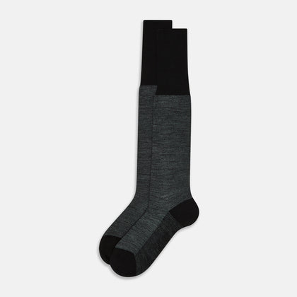 Black and Grey Wool Long Socks Image 1