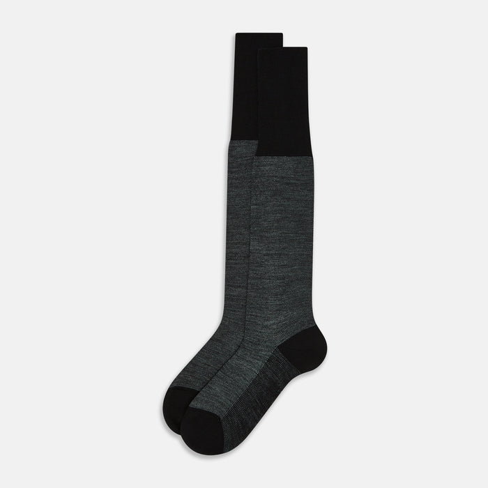 Black and Grey Wool Long Socks Image 1