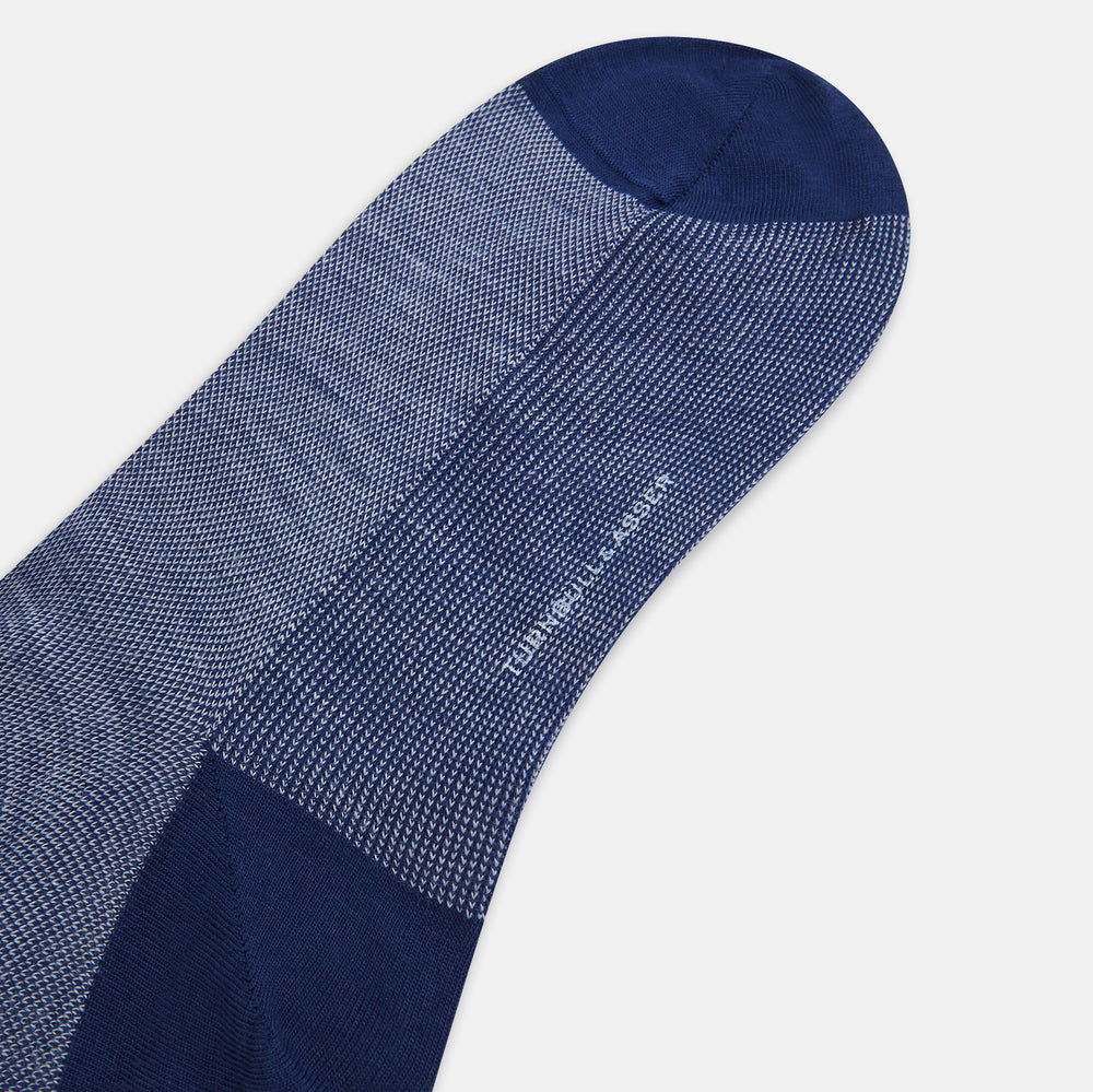 Pale Blue Denim Patterned Wool Long Socks 13
