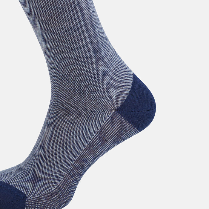 Pale Blue Denim Patterned Wool Long Socks Image 3