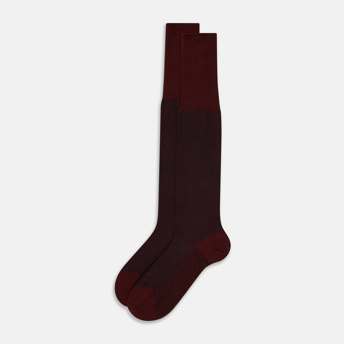 Burgundy and Navy Wool Long Socks Image 1