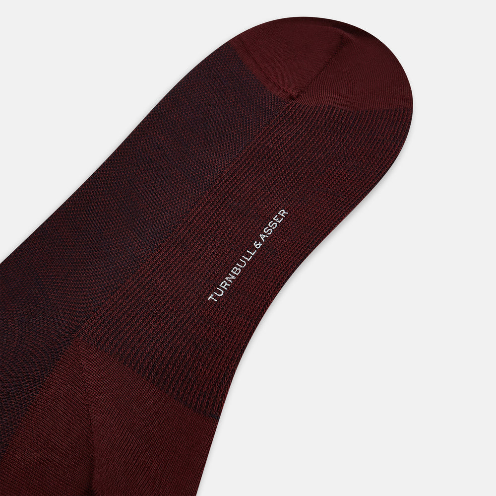 Burgundy and Navy Wool Long Socks 13