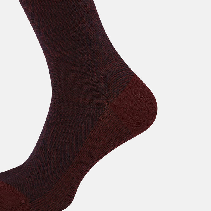 Burgundy and Navy Wool Long Socks Image 3