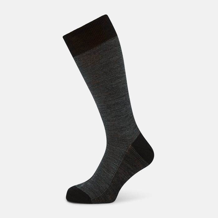 Black and Grey Motif Wool Mid-length Socks