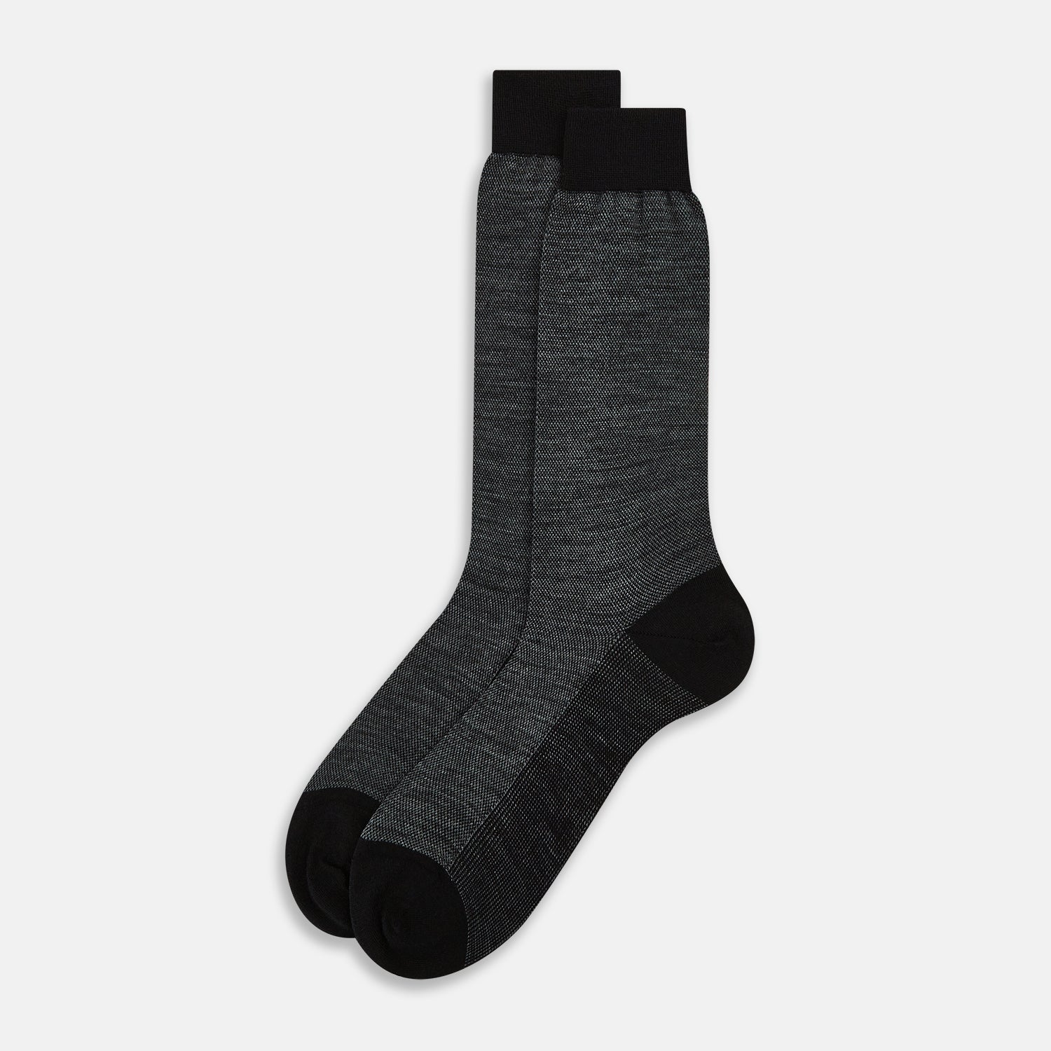 View 2 of product Black and Grey Motif Wool Mid-length Socks 13