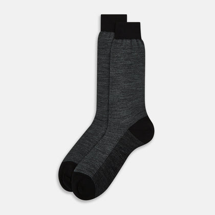 Black and Grey Motif Wool Mid-length Socks Image 1
