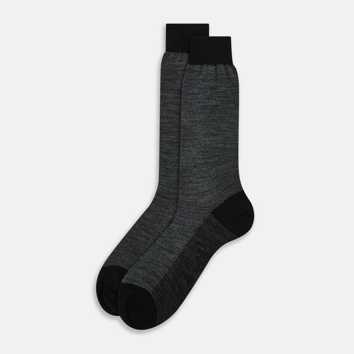 Black and Grey Motif Wool Mid-length Socks Image 1