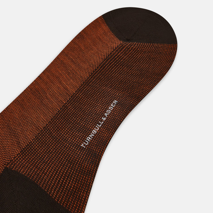 Rust and Brown Motif Wool Mid-length Socks Image 2