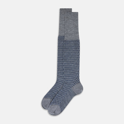Steel Melange Motif Intarsia Wool Long Socks Image 1