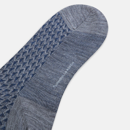 Steel Melange Motif Intarsia Wool Long Socks Image 2