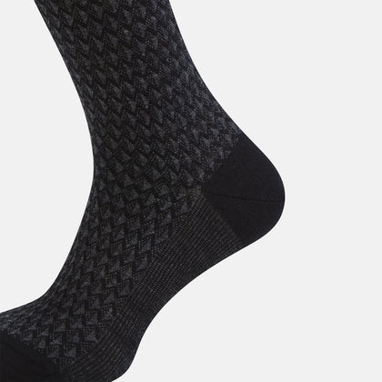 Charcoal Melange Motif Intarsia Wool Mid-length Socks Image 3