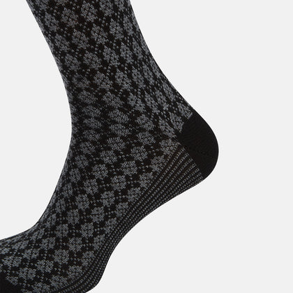 Charcoal Melange Antique Motif Wool Long Socks Image 3