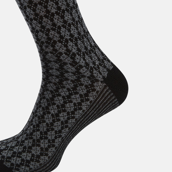 Charcoal Melange Antique Motif Wool Long Socks Image 3