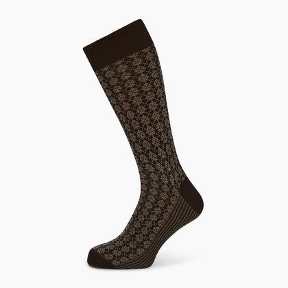 Dark Chocolate Antique Motif Wool Mid-length Socks Image 4