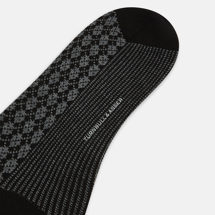 Charcoal Melange Antique Motif Wool Mid-length Socks Image 2