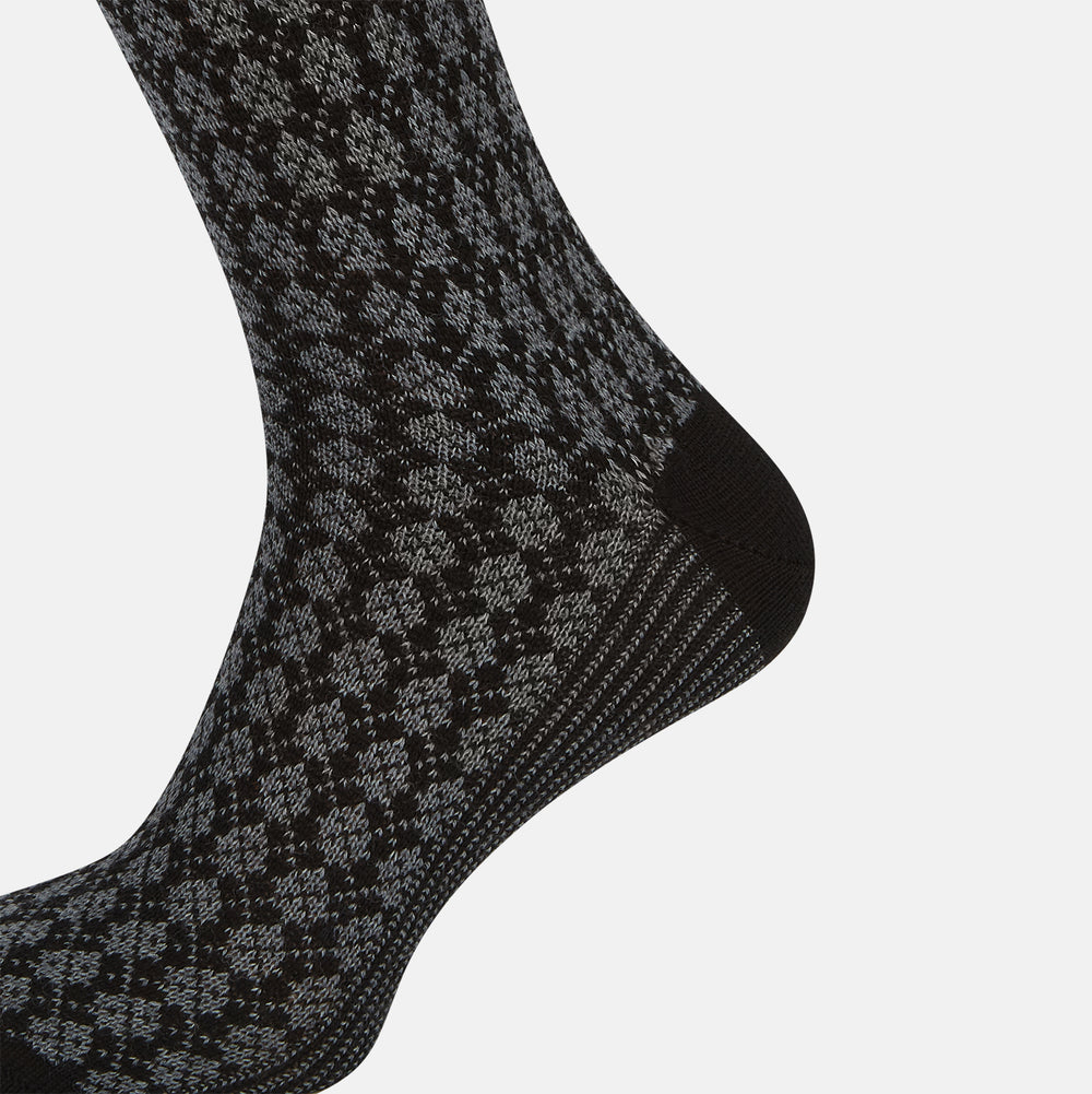 SOCKS WOOL MINI ARGYLE SHORT CHARCOAL MELANGE 11.5