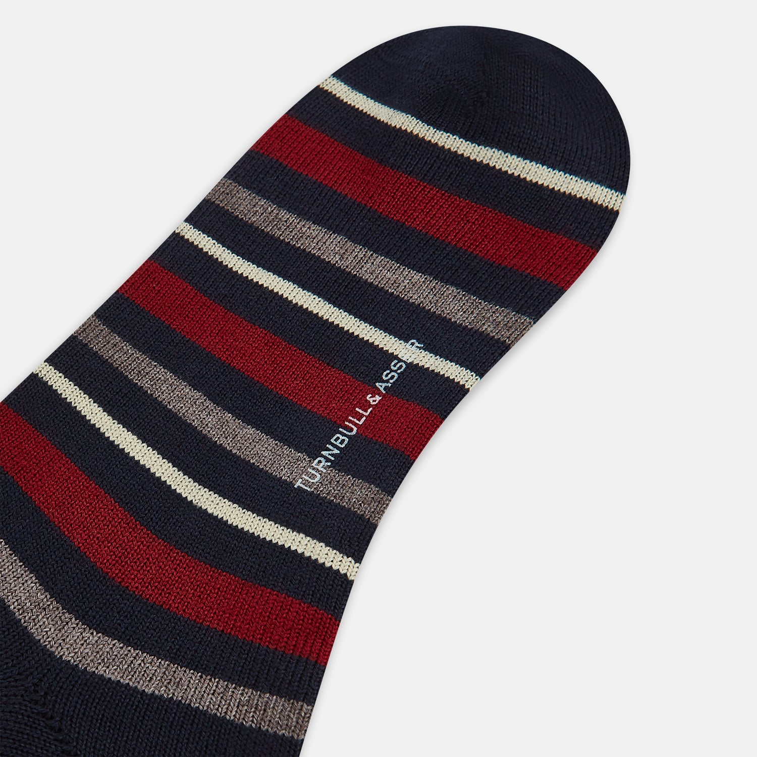 View 3 of product Burgundy & Navy Striped Wool Long Socks 13