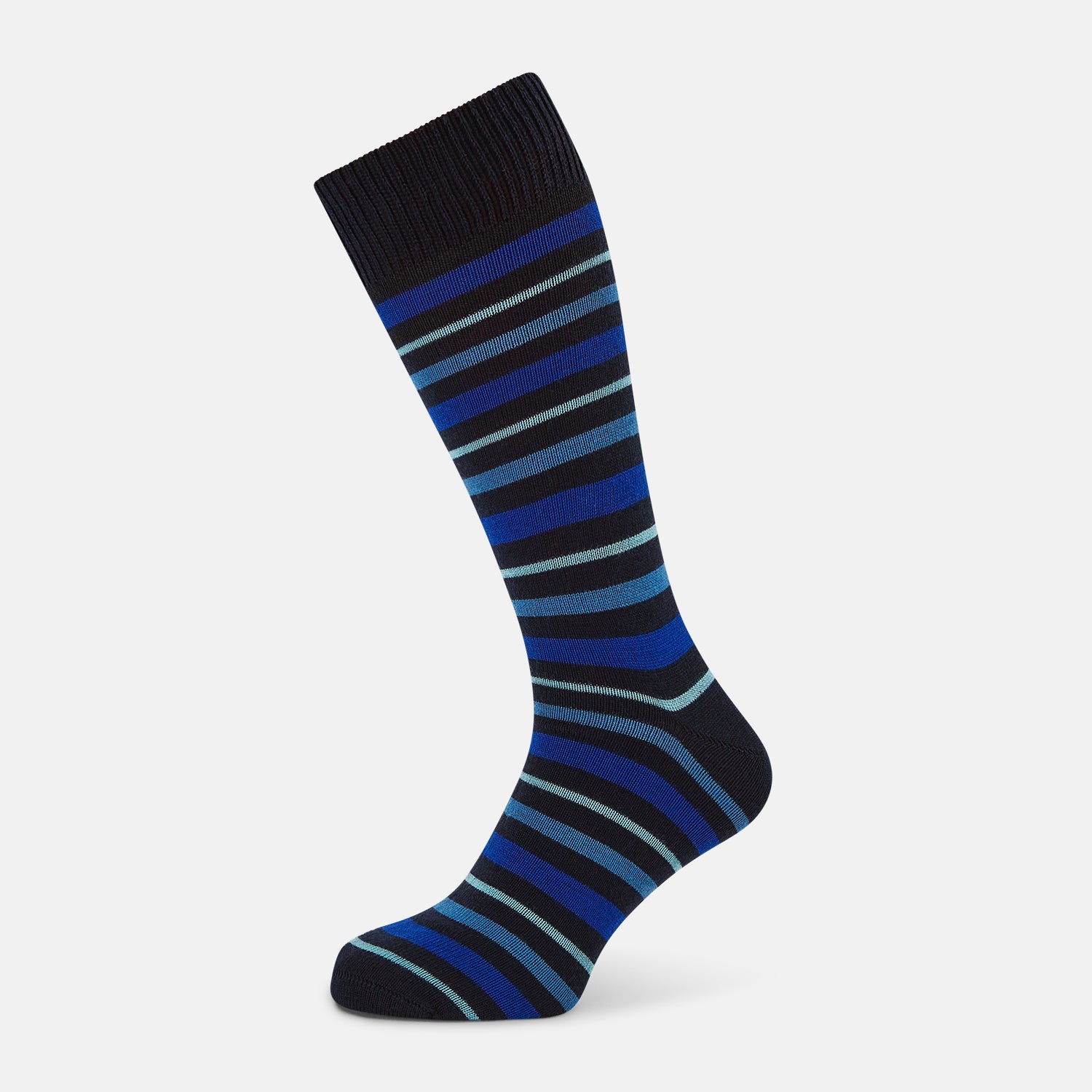 View 1 of product Deep Blue Striped Wool Mid-length Socks 13