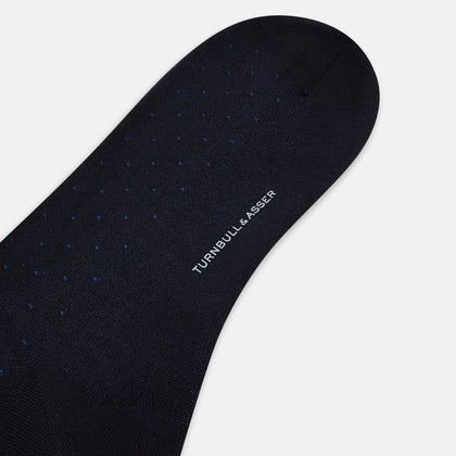 Navy and Royal Blue Dot Wool Long Socks Image 2