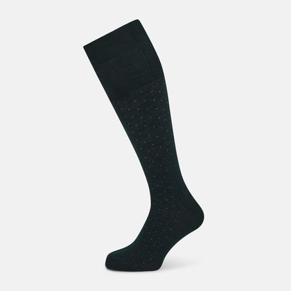 Forest Green Dot Wool Long Socks