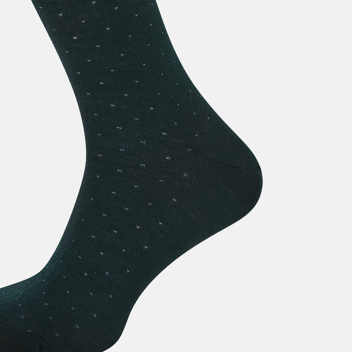 Forest Green Dot Wool Long Socks Image 3